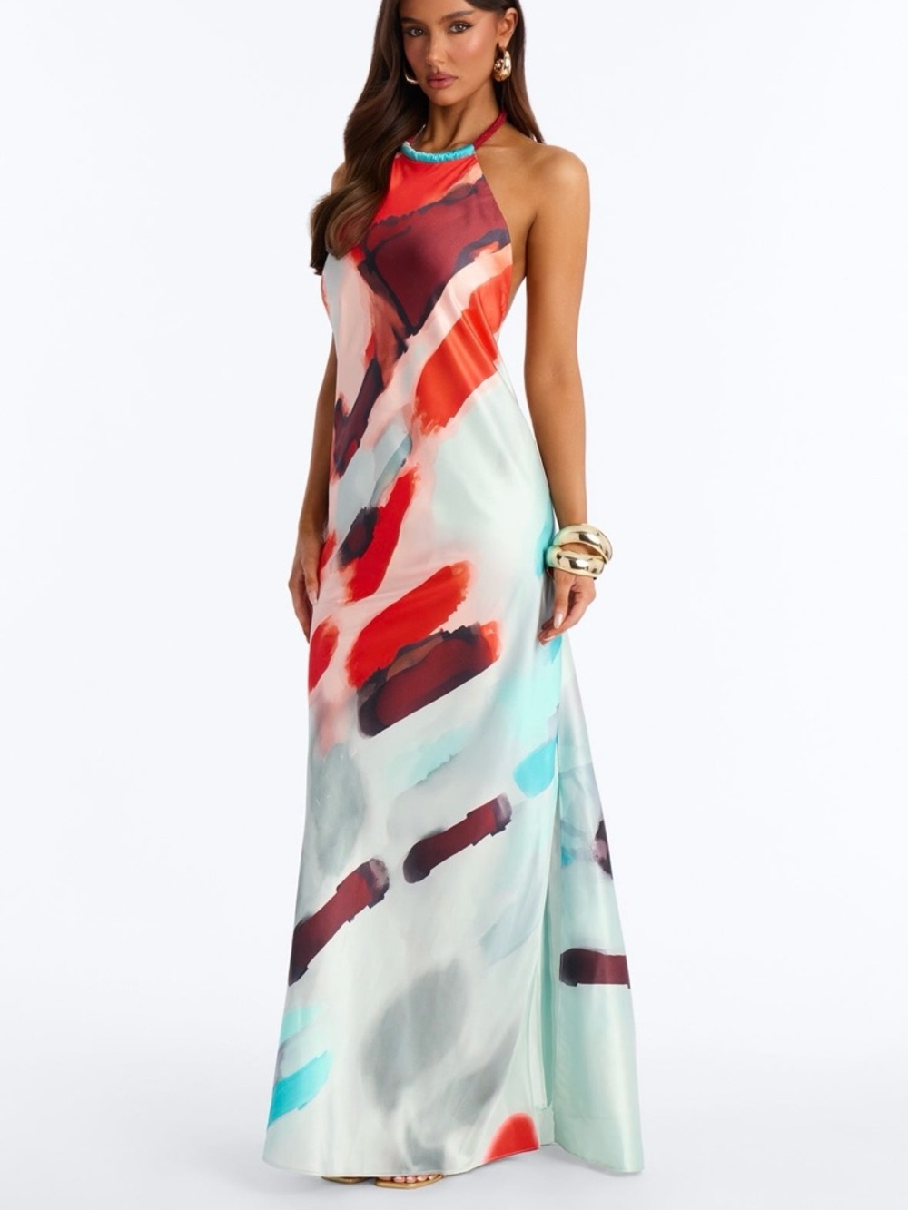 *NWT* Coastal Vibe Backless Satin Maxi Dress